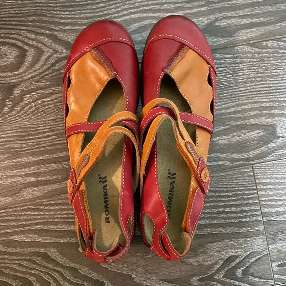 Romika Gina Mary James Leather Orange Red Straps Comfort - Picture 2 of 7